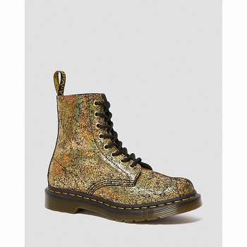 Dr Martens 1460 Pascal Metallic Kožené Lace Up - Zlate Cizmy Damske, D202SK